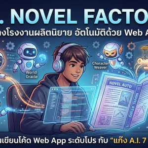 คอร์สเรียน: A.I. Novel Factory (สร้างโรงงานผลิตนิยาย 500 ตอนอัตโนมัติด้วย Web App)